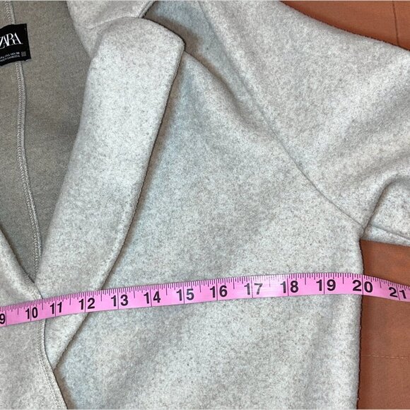 Zara Tan Long Sleeve Lapel Collar Open Front Trench Coat Women’s Size L - Picture 7 of 9